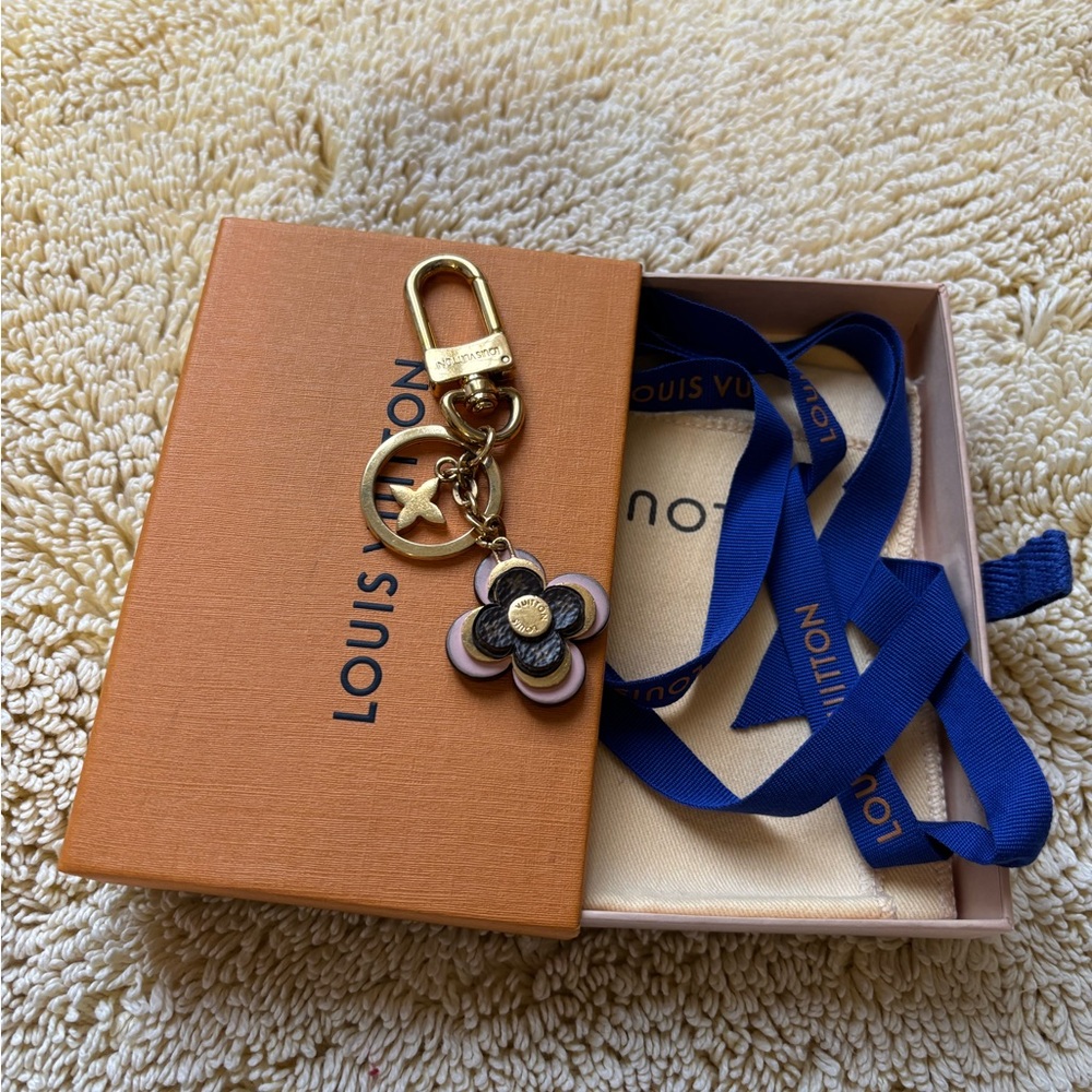 Louis Vuitton Gold and Pink Monogram Flower Key Charm